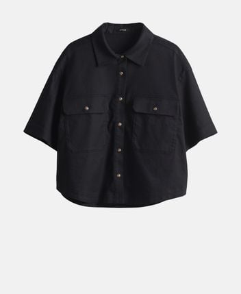 Linen-blend blouse