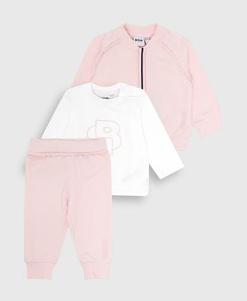 Shirt, trousers and sweat jacket set