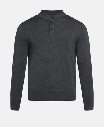 Woolen long-sleeved polo