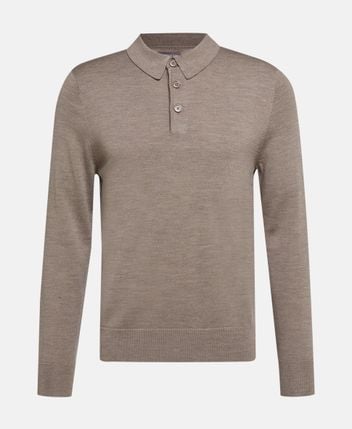 Woolen long-sleeved polo