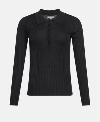 Woolen long-sleeved polo