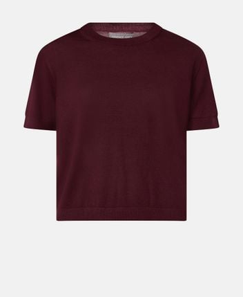 Short-sleeved wool pullover