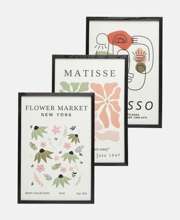 Framed pictures, set of 3