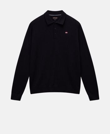 Woolen long-sleeved polo