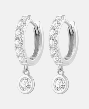 Diamond earrings 9KT (375) White Gold  Total 1.15ct  Lab Grown Diamond Drop Hoop Earrings