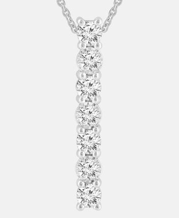 Necklace with diamond pendant 9KT (375) White Gold 1ct  Lab Grown Diamond Single Row Pandant With Chain