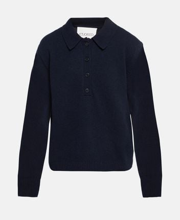 Woolen long-sleeved polo