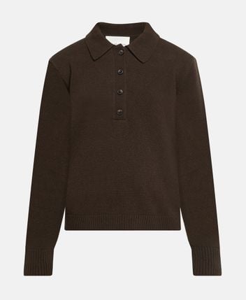 Woolen long-sleeved polo