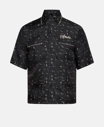 Short sleeve silk shirt Fleck