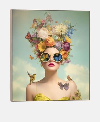 Framed picture Portrait Lady - flora fauna
