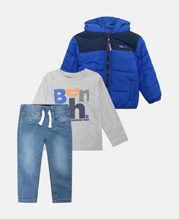 Jacket, long-sleeved top and trousers set