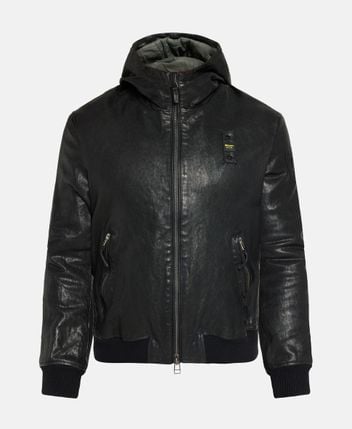 Padded leather jacket