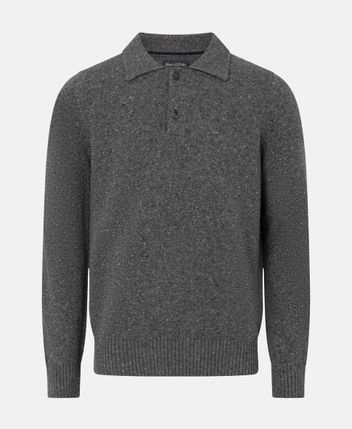 Wool-blend knitted polo shirt