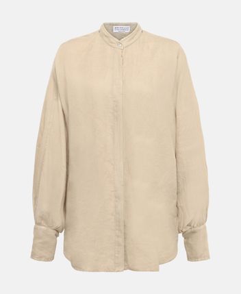 Linen-blend blouse
