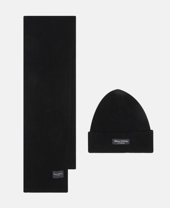 Wool-blend beanie and scarf set