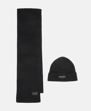 Wool-blend beanie and scarf set