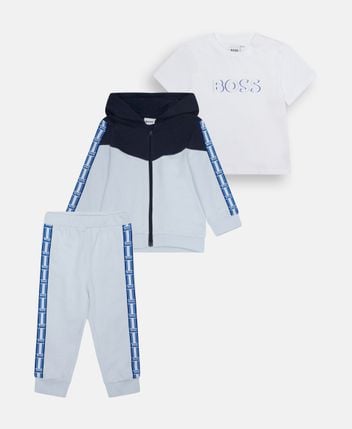 Set of sweater jacket, shirt and trousers