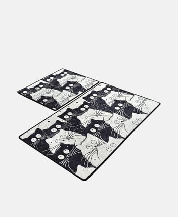 Bath mat set White Cats