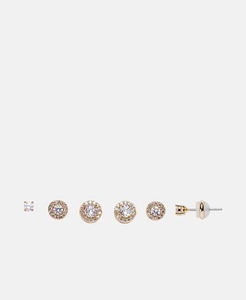 Stud earrings, set of 3 Violet