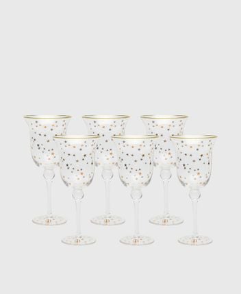 Wine glasses, set of 6 Stars Gold