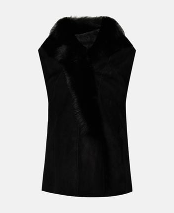 Leather waistcoat with fur trim