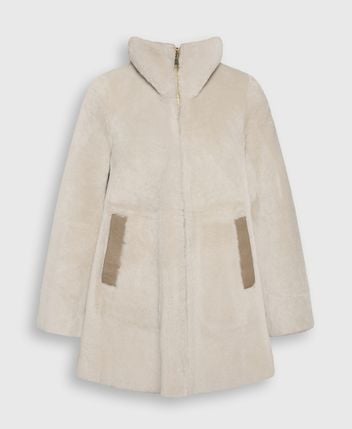 Reversible shearling coat