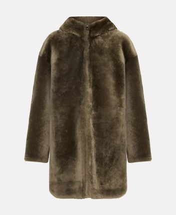 Reversible shearling coat