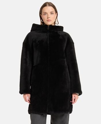 Reversible shearling coat