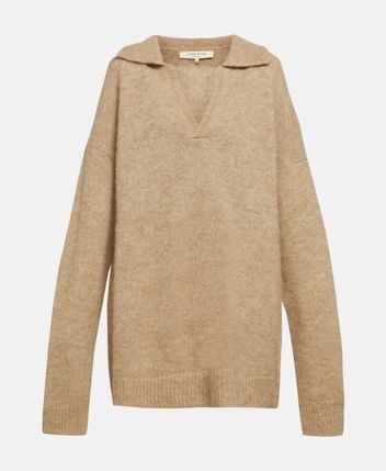 Wool-blend knitted polo shirt
