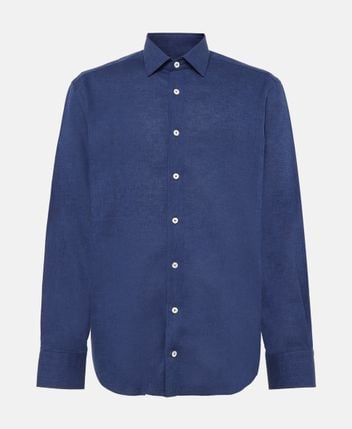 Linen-blend long-sleeved shirt - tailored fit Ret