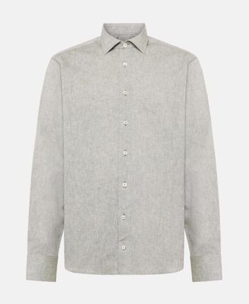 Linen-blend long-sleeved shirt - tailored fit