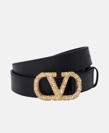 Leather belt Vlogo Signature