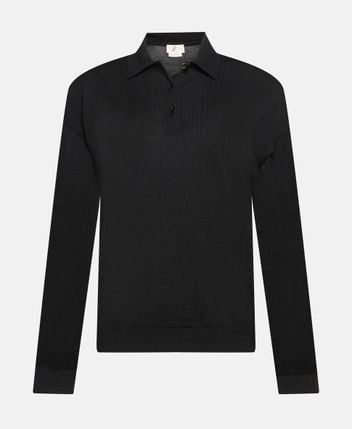 Woolen long-sleeved polo