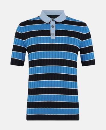 Silk-blend knitted polo shirt
