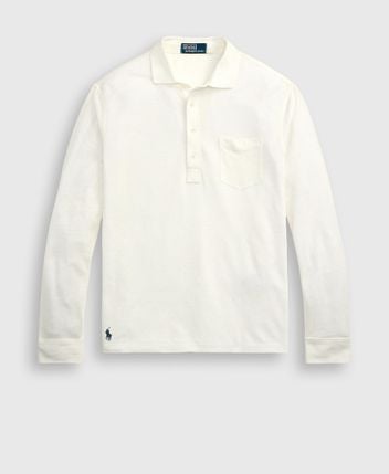 Linen longsleeved poloshirt