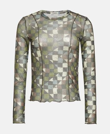Mesh long-sleeved top