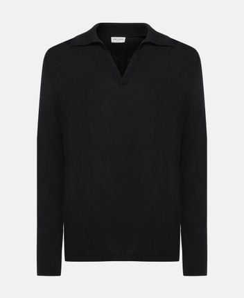 Woolen long-sleeved polo