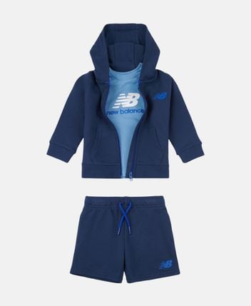 Hooded sweat jacket, t-shirt & shorts set