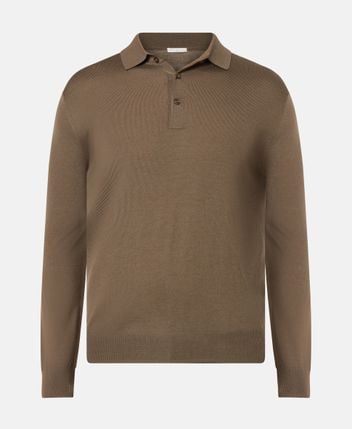 Woolen long-sleeved polo