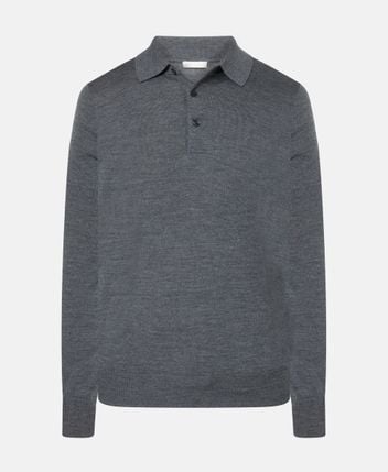 Woolen long-sleeved polo