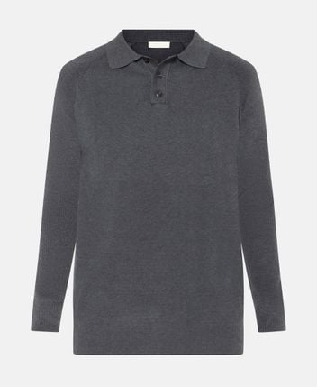 Wool-blend knitted polo shirt
