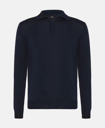 Wool-blend knitted polo shirt