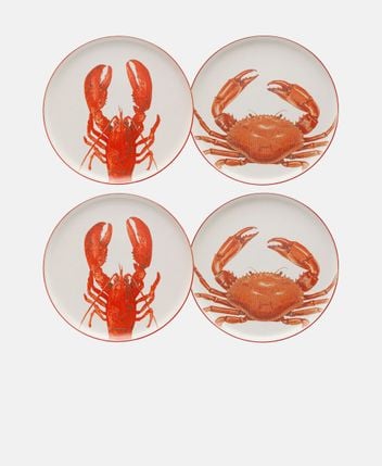Plates, set of 4 Crabes red