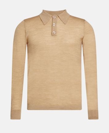 Woolen long-sleeved polo