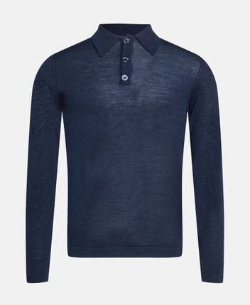 Woolen long-sleeved polo