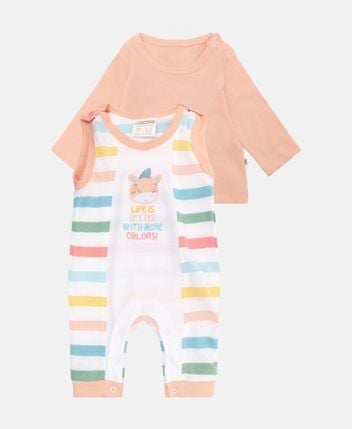 Long-sleeved top and romper set