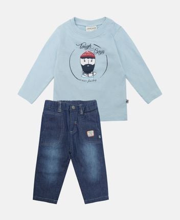 Long-sleeved shirt and jeans set