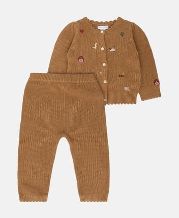 Cardigan and knitted pants set