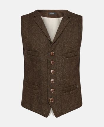Traditional linen-blend costume gilet