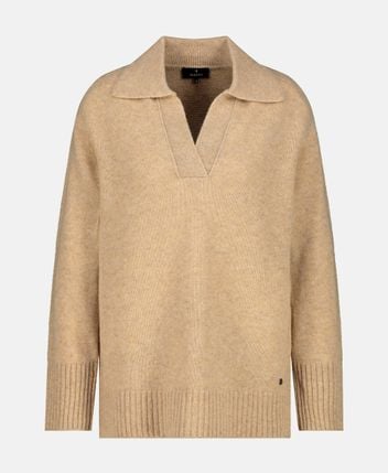 Wool-blend knitted polo shirt